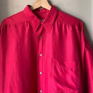 BASIX FENN WRIGHT & MANSON Men’s 100% Silk Pink Long Sleeve Button Down Shirt